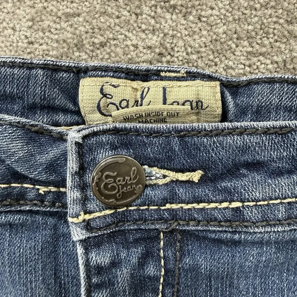 Earl Jean Womens 24W‎ Embellished Bermuda Denim Shorts Blue Studded Pockets